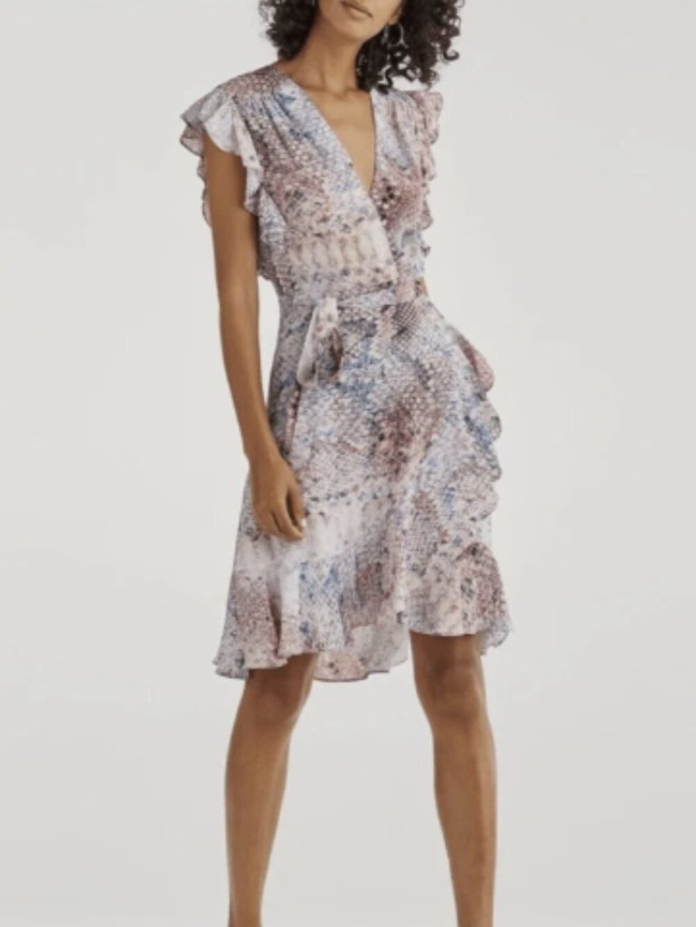 7 For All Mankind Multicolor Ruffled Midi Dress